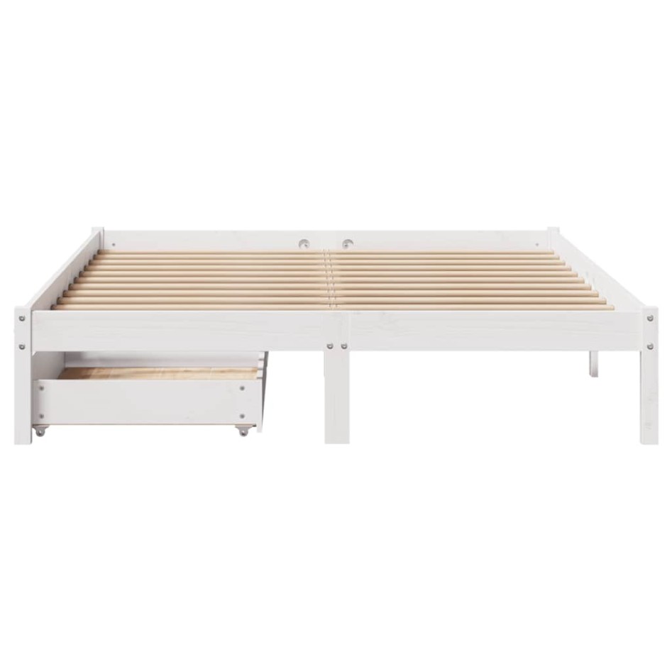 Estructura de cama sin colchón madera maciza blanca 120x190