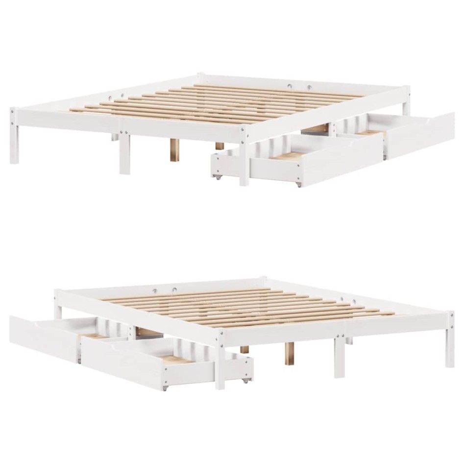 Estructura de cama sin colchón madera maciza blanca 120x190