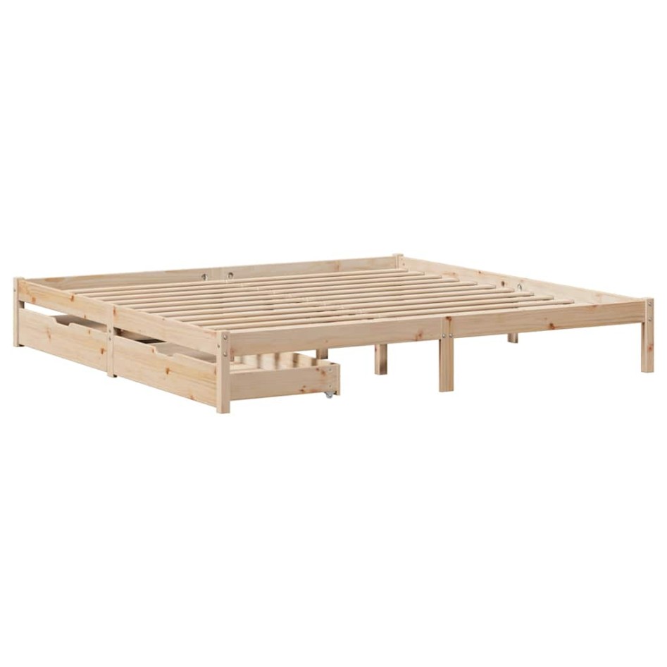 Estructura de cama sin colchón madera maciza de pino 200x200