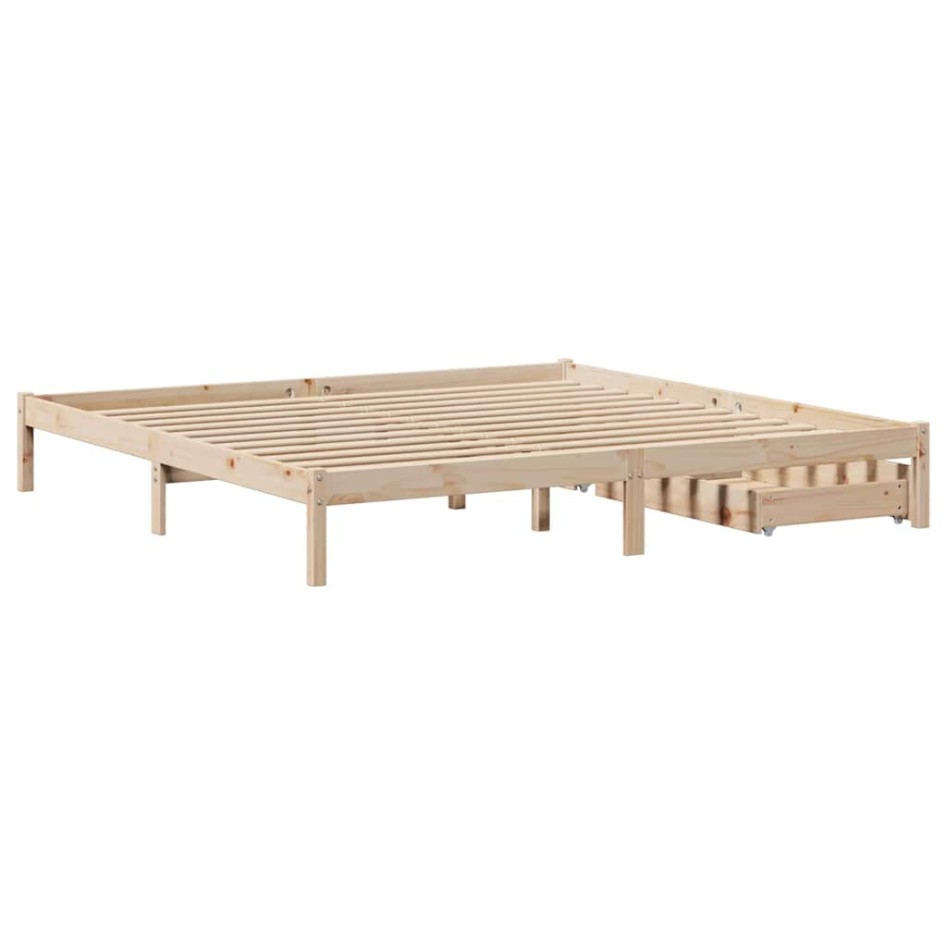 Estructura de cama sin colchón madera maciza de pino 200x200