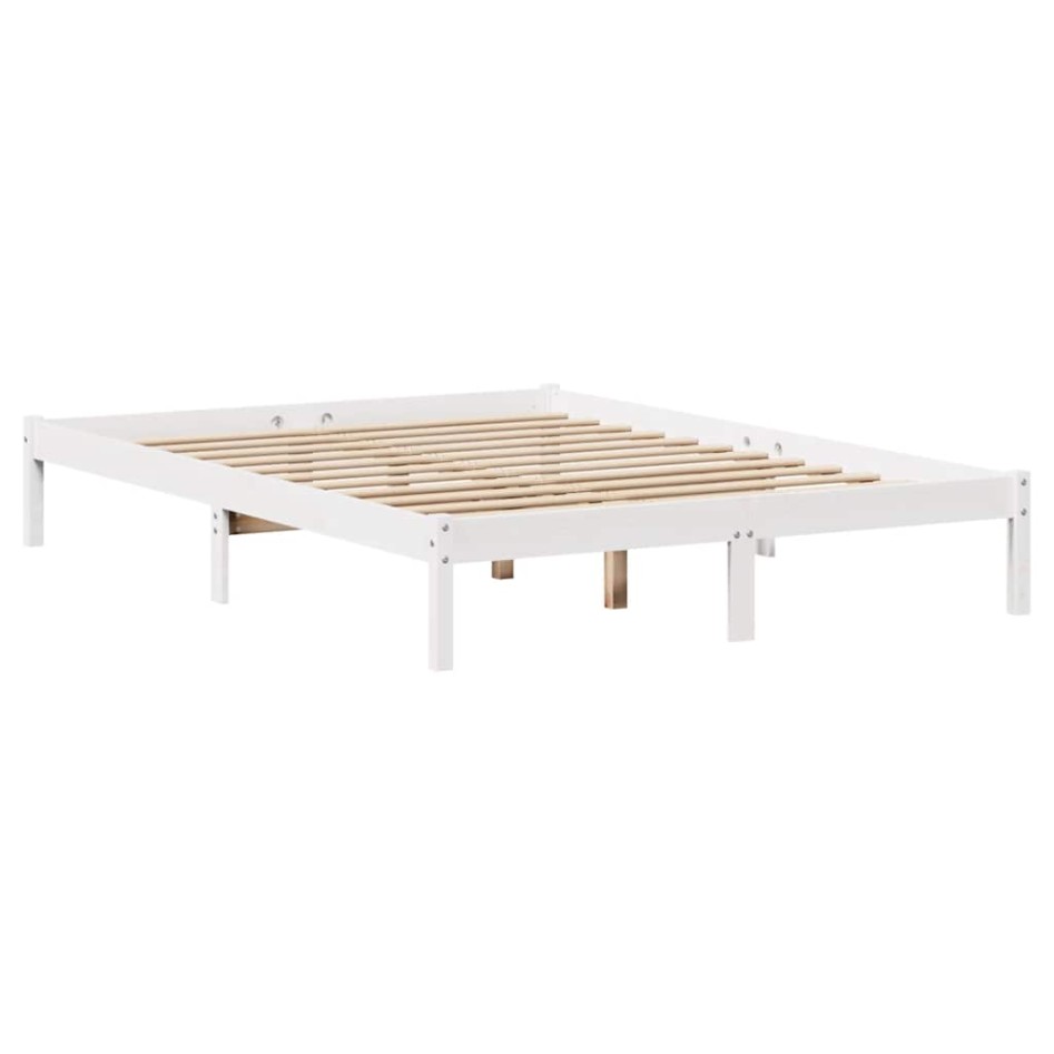 Estructura de cama sin colchón madera de pino blanco 135x190
