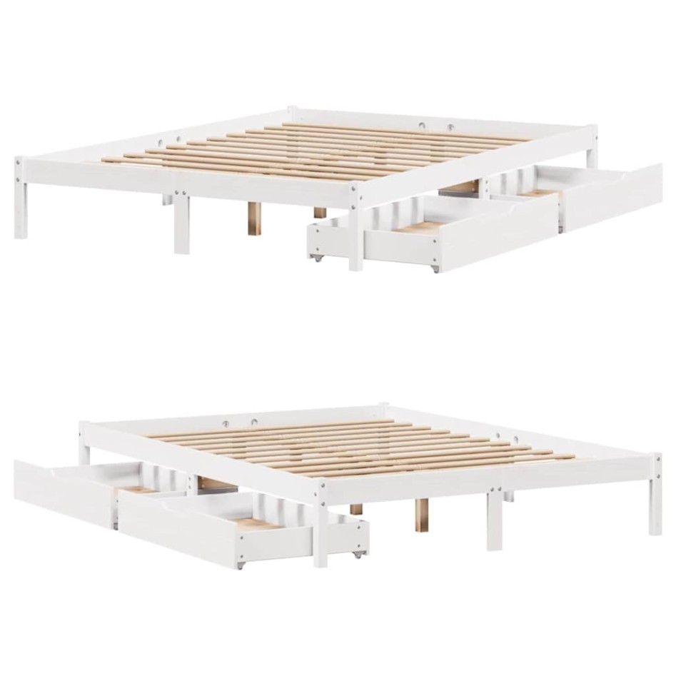 Estructura de cama sin colchón madera de pino blanco 135x190