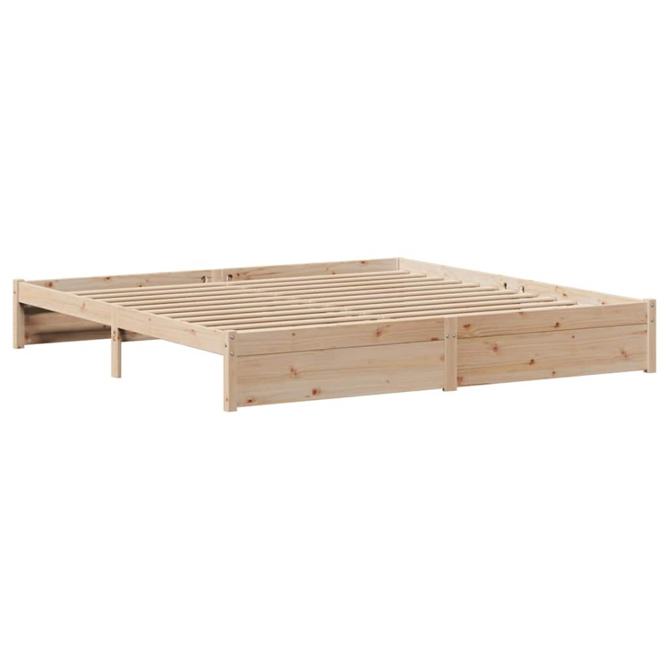 Estructura de cama sin colchón madera maciza de pino 200x200