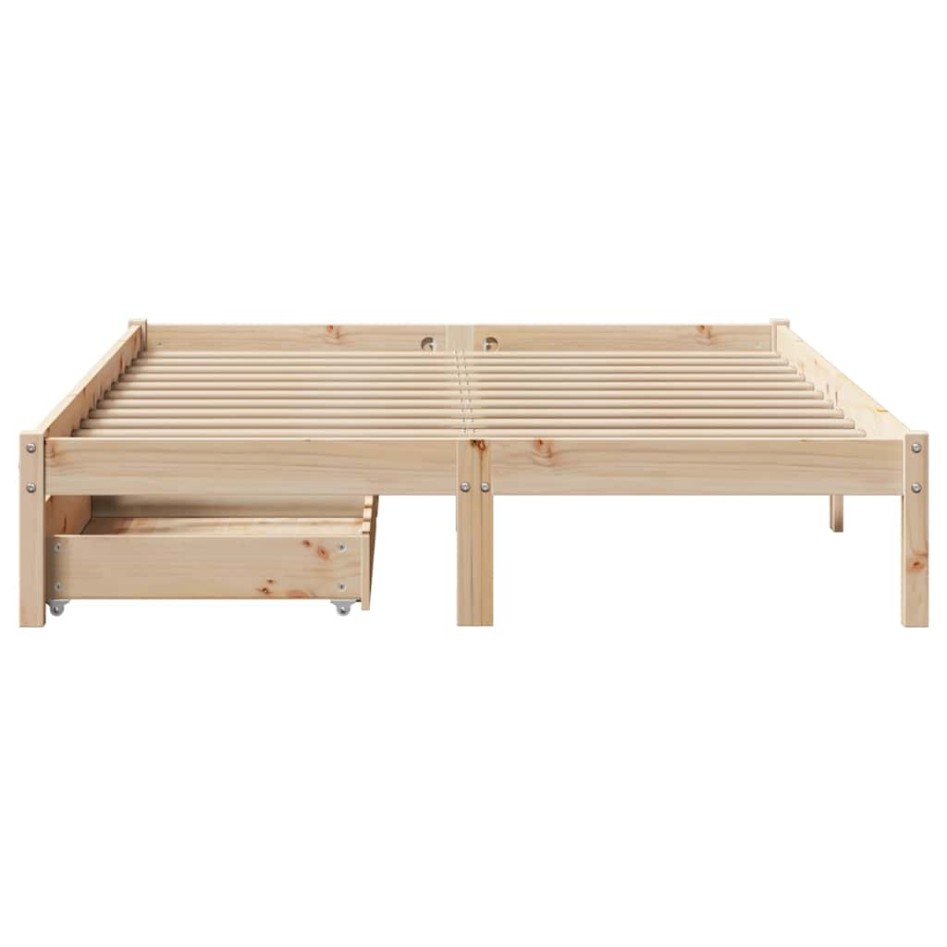 Estructura de cama sin colchón madera de pino blanco 150x200