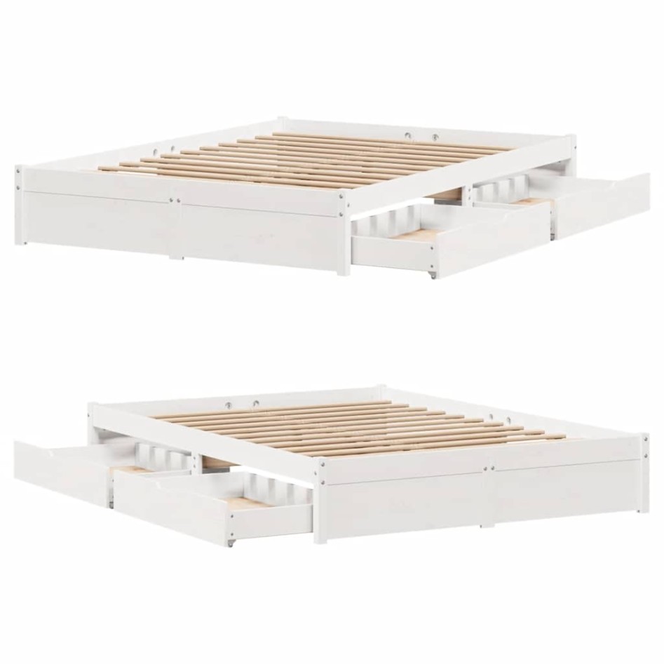 Estructura de cama sin colchón madera de pino blanco 135x190