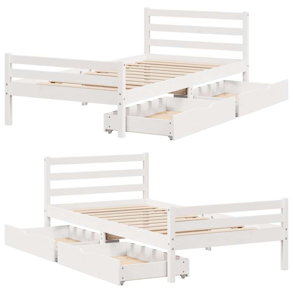 Estructura cama sin colchón madera maciza pino blanca