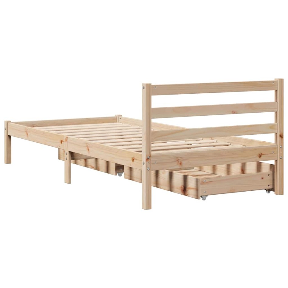 Estructura de cama sin colchón madera maciza de pino 100x200