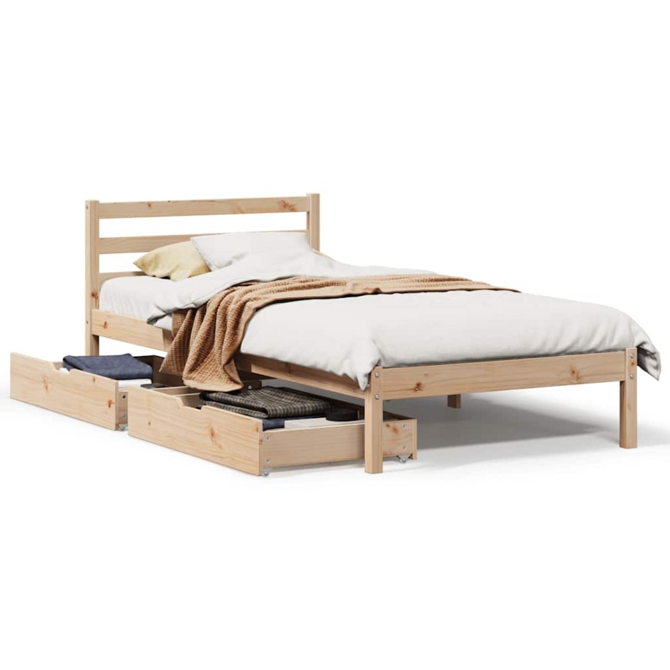 Estructura de cama sin colchón madera maciza de pino 90x200