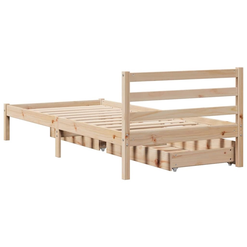 Estructura de cama sin colchón madera maciza de pino 90x200