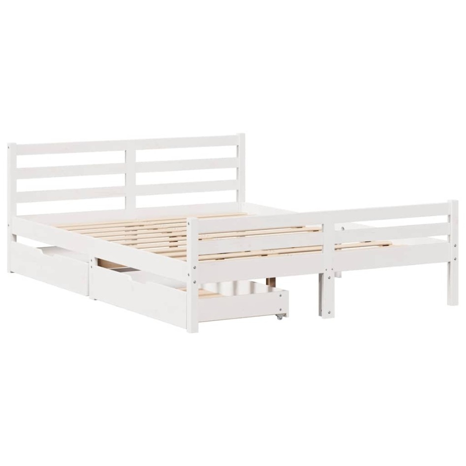 Estructura de cama sin colchón madera de pino blanca 140x200