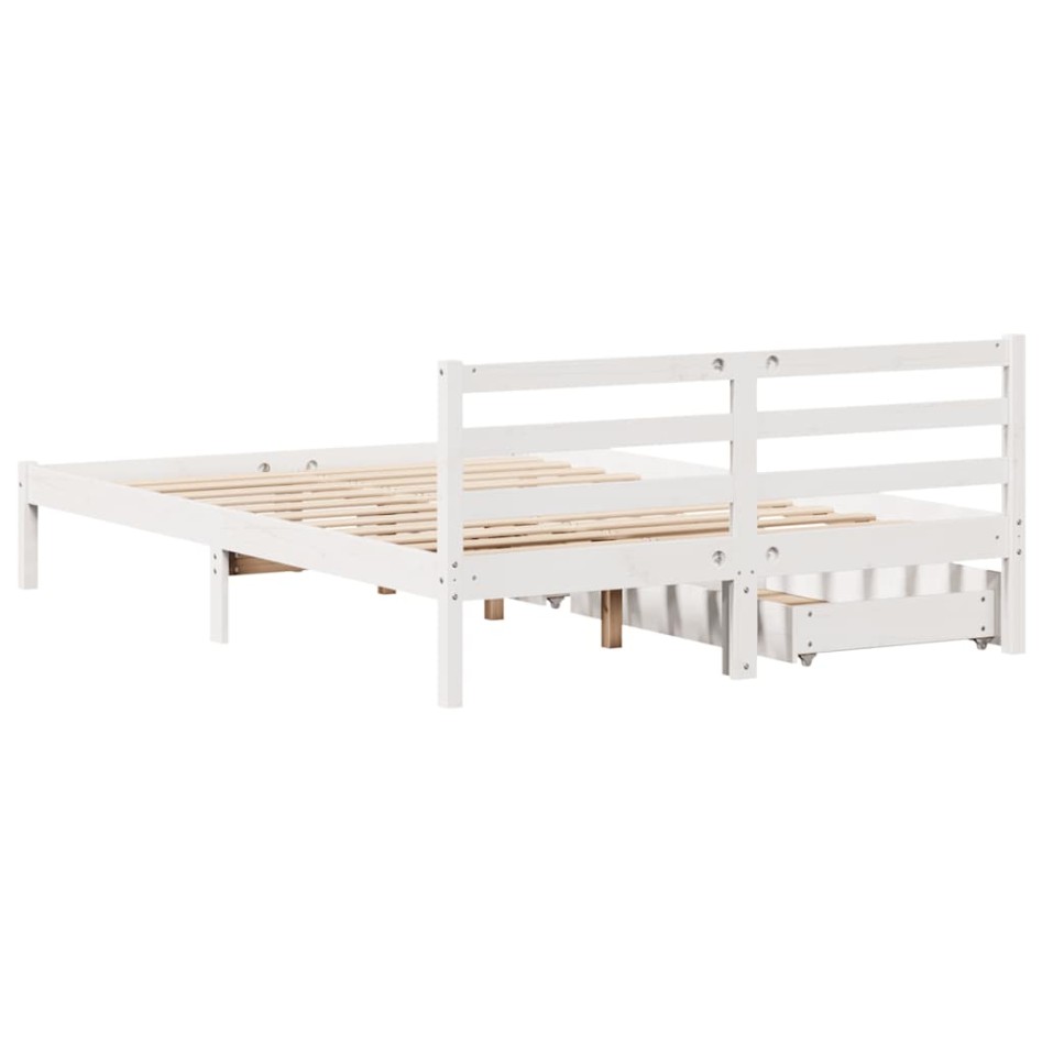 Estructura de cama sin colchón madera de pino blanca 140x200