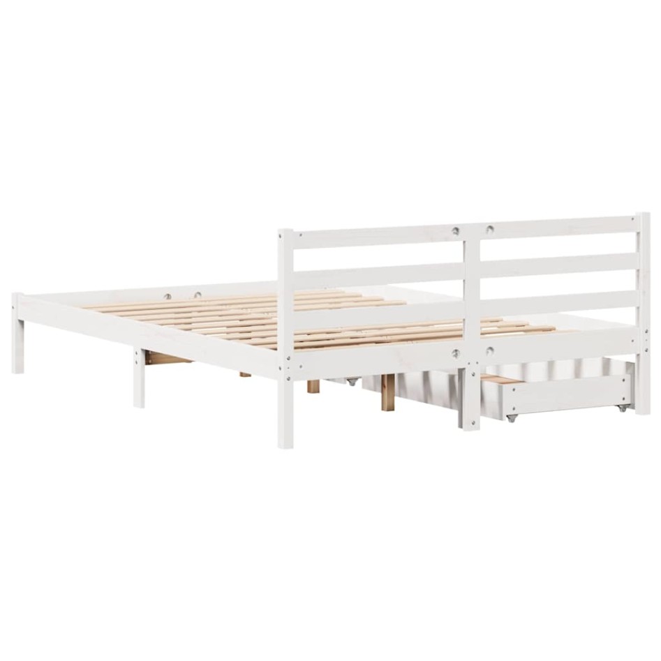 Estructura de cama sin colchón madera de pino blanca 150x200