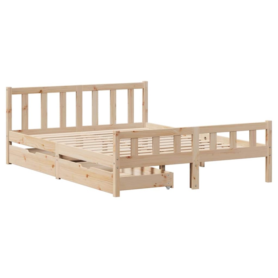 Estructura de cama sin colchón madera de pino blanco 150x200