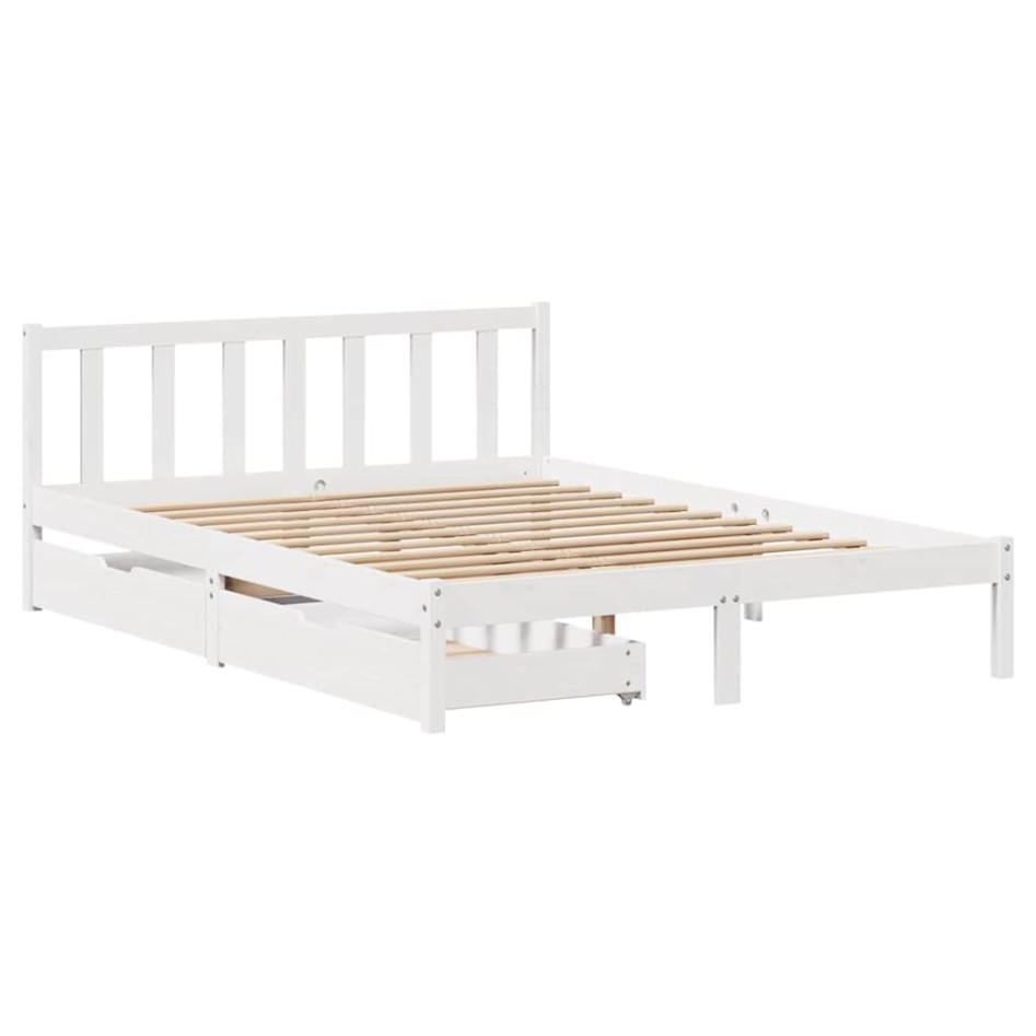 Estructura de cama sin colchón madera de pino blanca 150x200