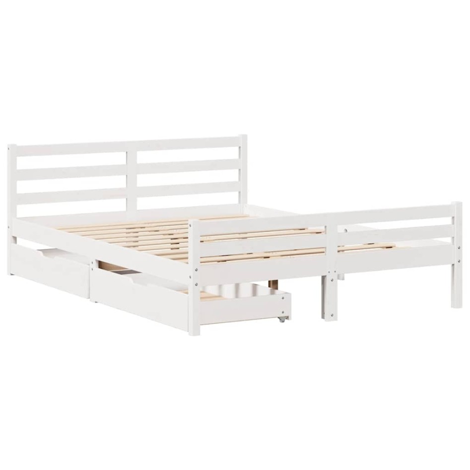 Estructura de cama sin colchón madera de pino blanca 150x200