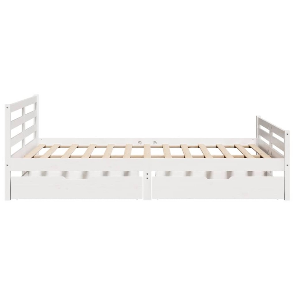 Estructura de cama sin colchón madera de pino blanca 150x200
