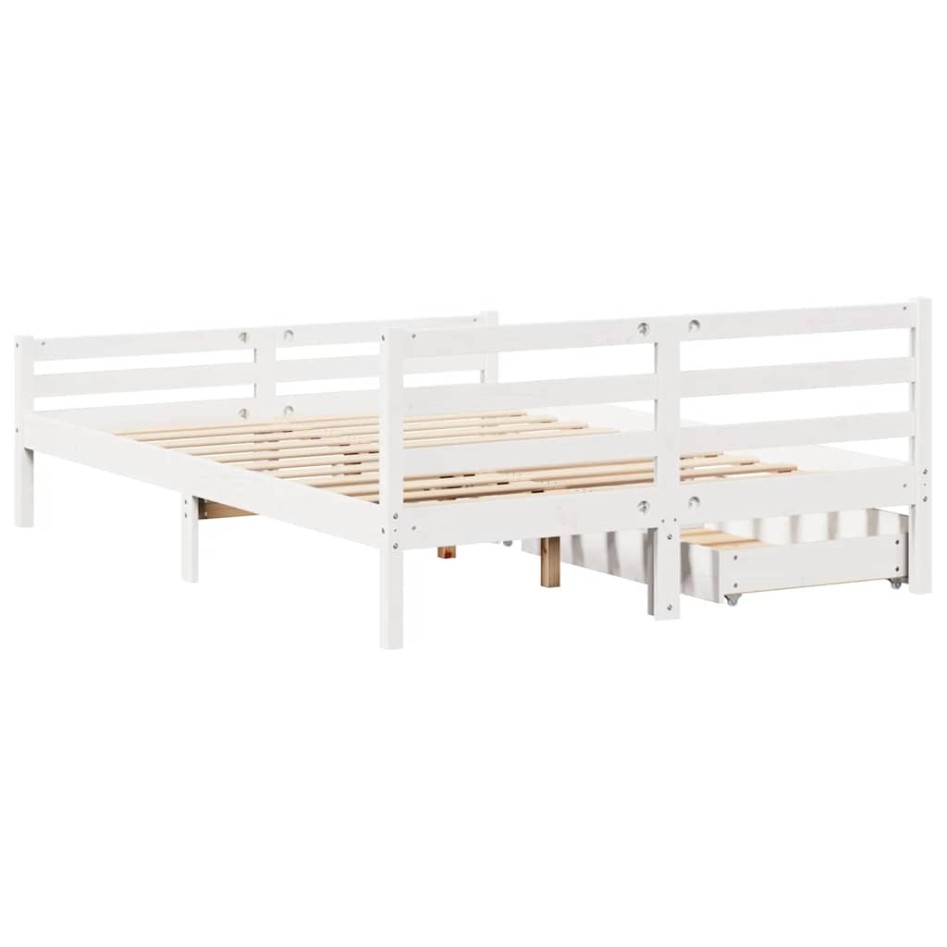 Estructura de cama sin colchón madera de pino blanca 150x200