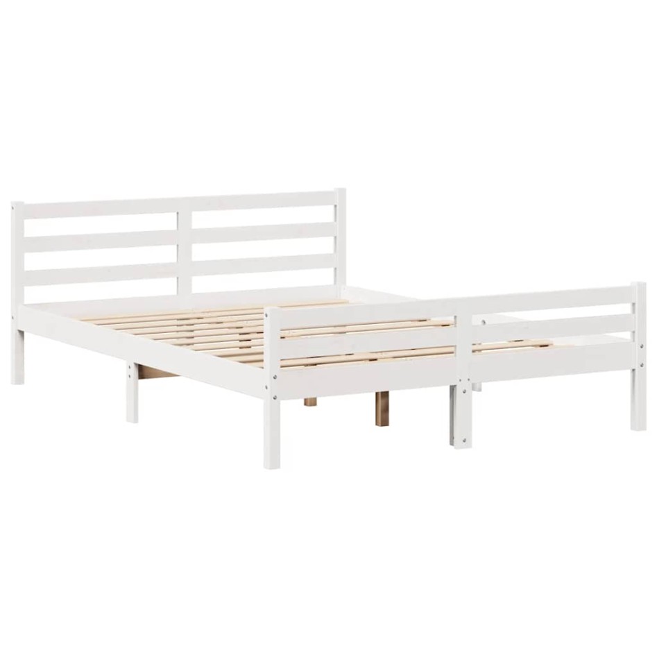 Estructura de cama sin colchón madera de pino blanca 150x200