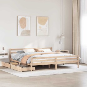 Estructura de cama sin colchón madera maciza de pino 200x200