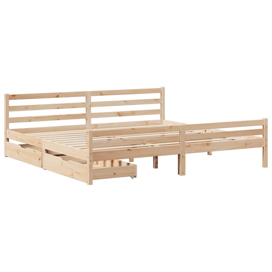 Estructura de cama sin colchón madera maciza de pino 200x200