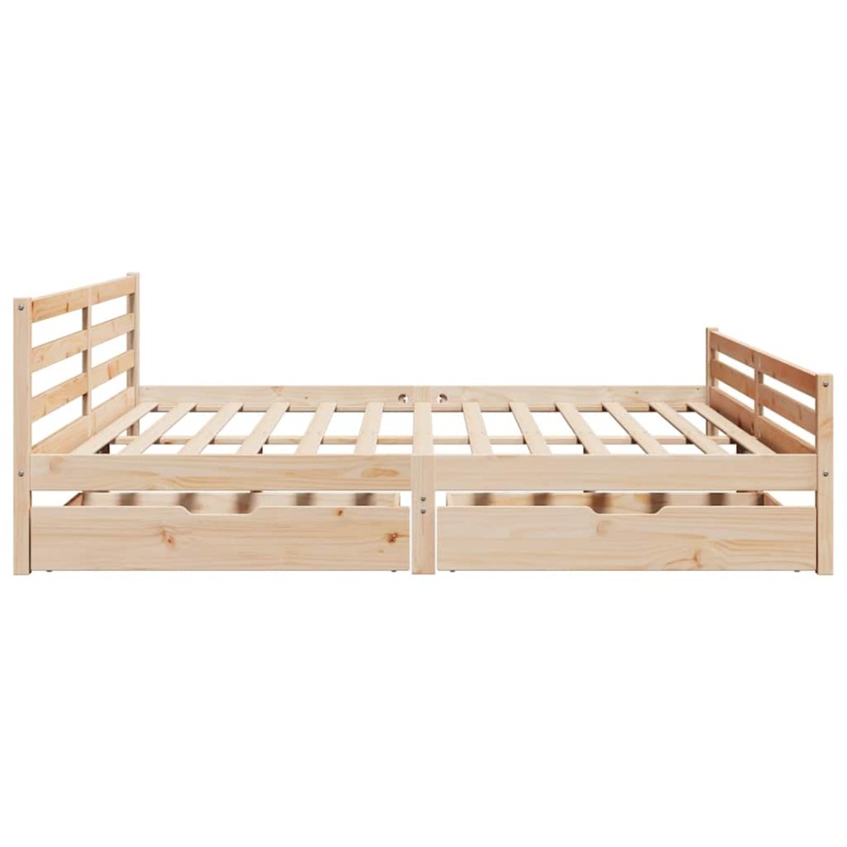 Estructura de cama sin colchón madera maciza de pino 200x200