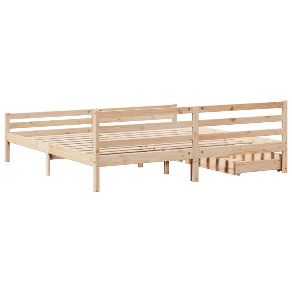 Estructura de cama sin colchón madera maciza de pino 200x200
