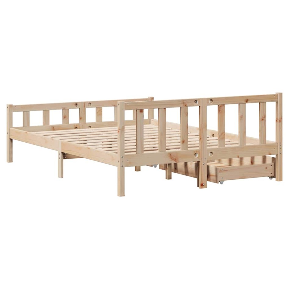 Estructura de cama sin colchón madera maciza de pino 160x200