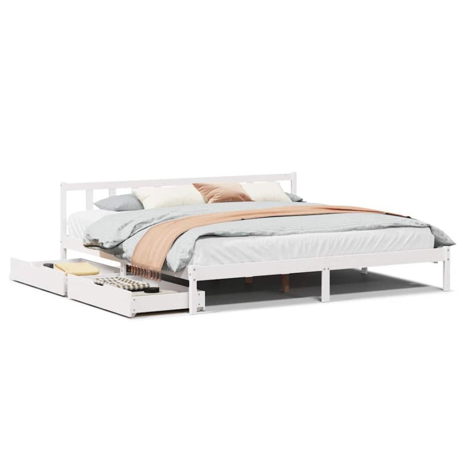 Estructura de cama sin colchón madera maciza blanca 200x200