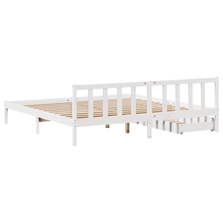 Estructura de cama sin colchón madera maciza blanca 200x200