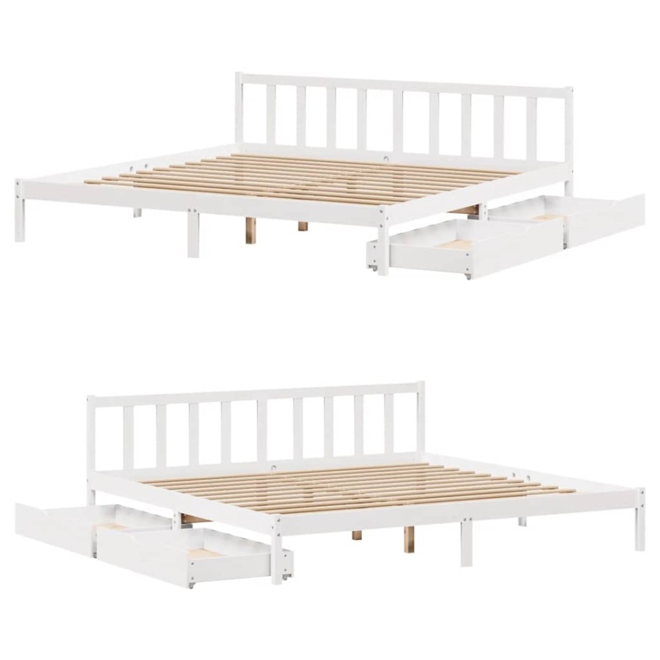 Estructura de cama sin colchón madera maciza blanca 200x200
