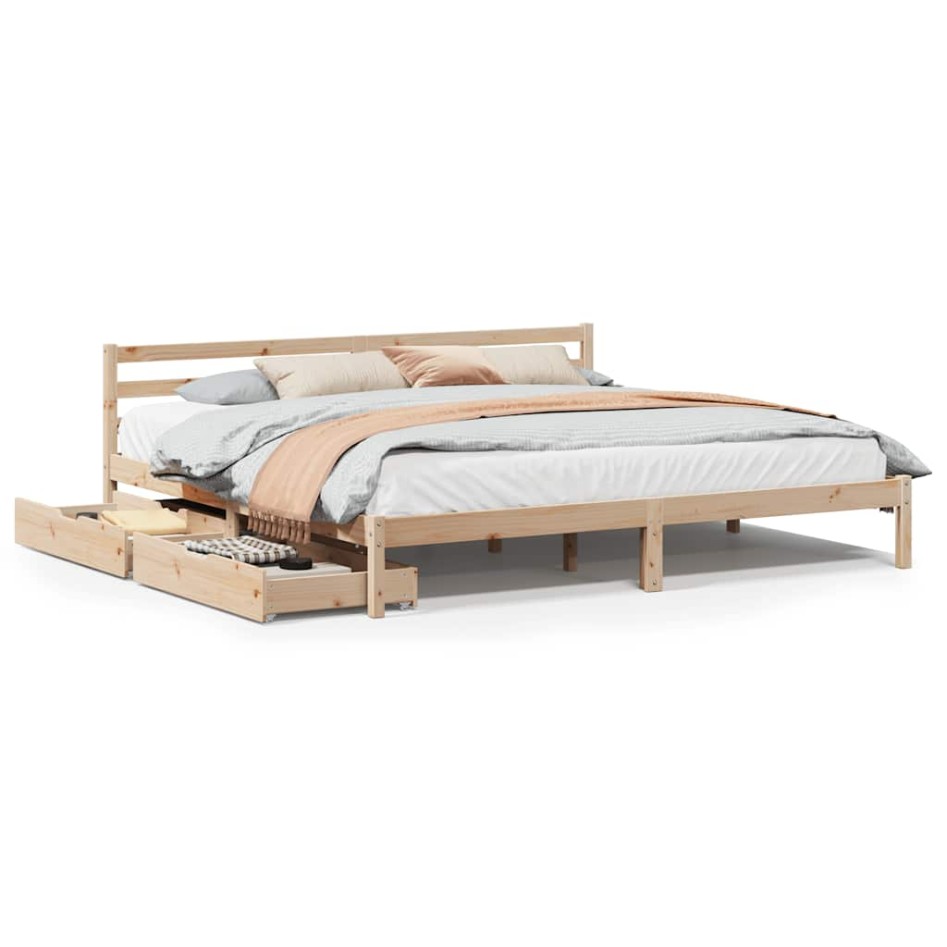 Estructura de cama sin colchón madera maciza de pino 200x200
