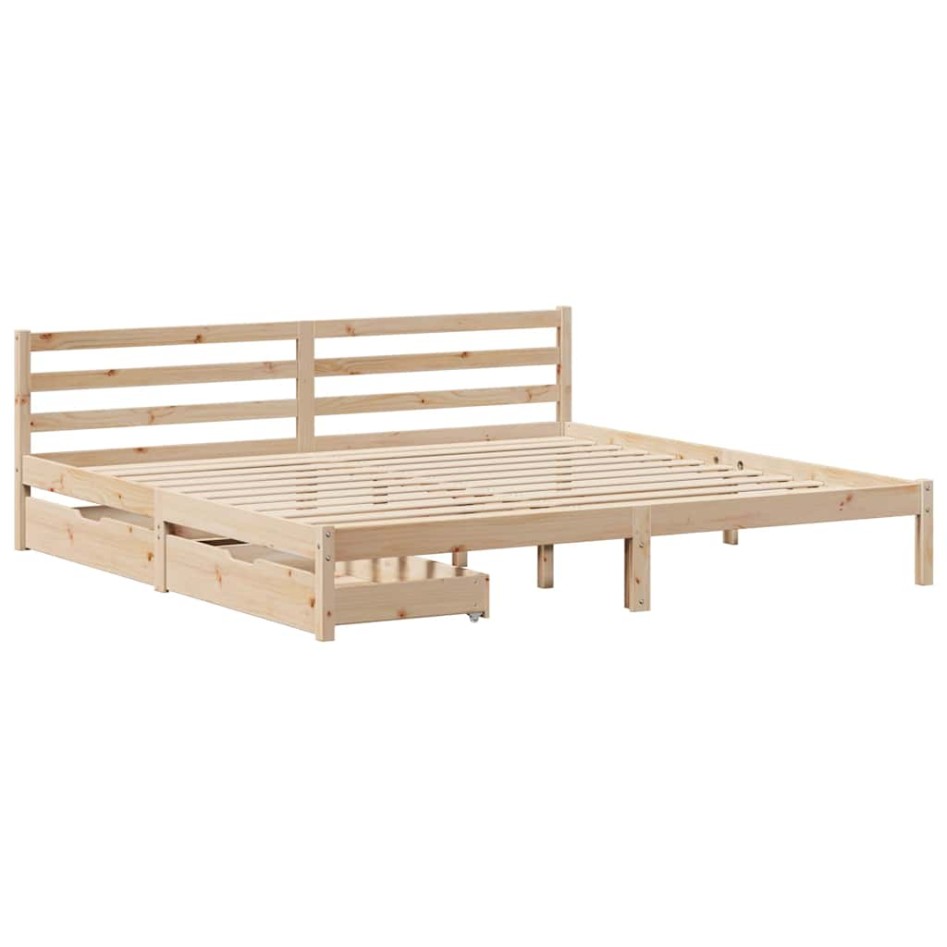 Estructura de cama sin colchón madera maciza de pino 200x200