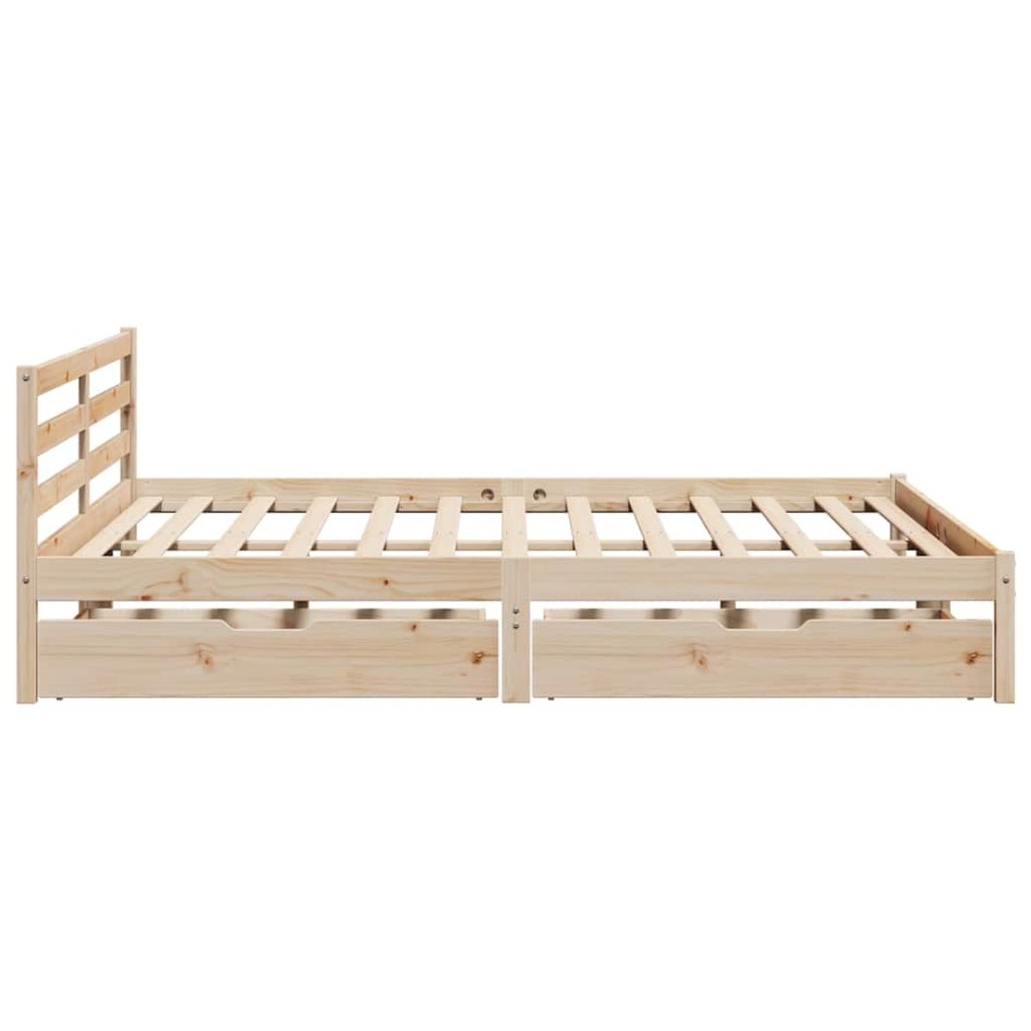 Estructura de cama sin colchón madera maciza de pino 200x200