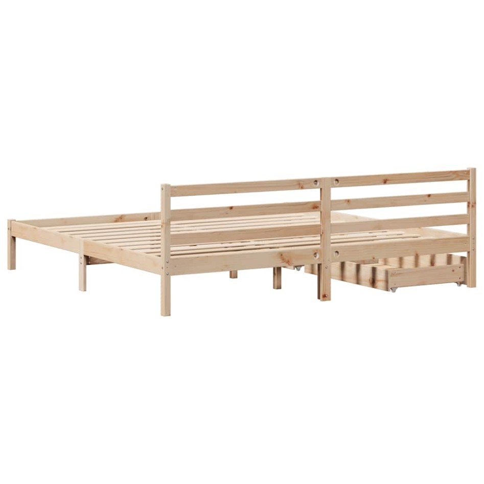 Estructura de cama sin colchón madera maciza de pino 200x200