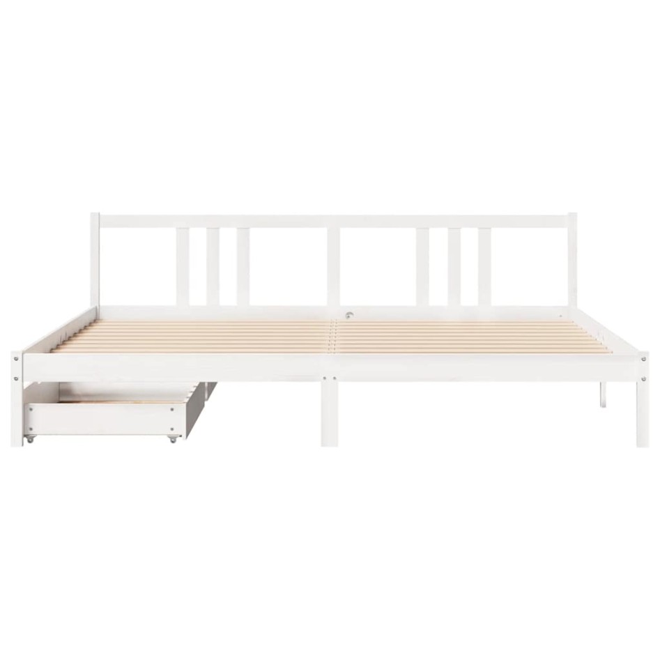 Estructura de cama sin colchón madera maciza blanca 200x200