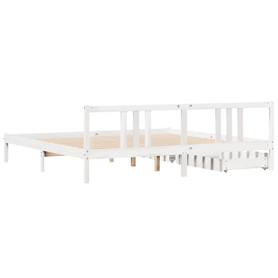 Estructura de cama sin colchón madera maciza blanca 200x200