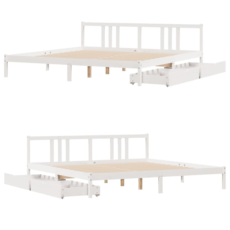 Estructura de cama sin colchón madera maciza blanca 200x200