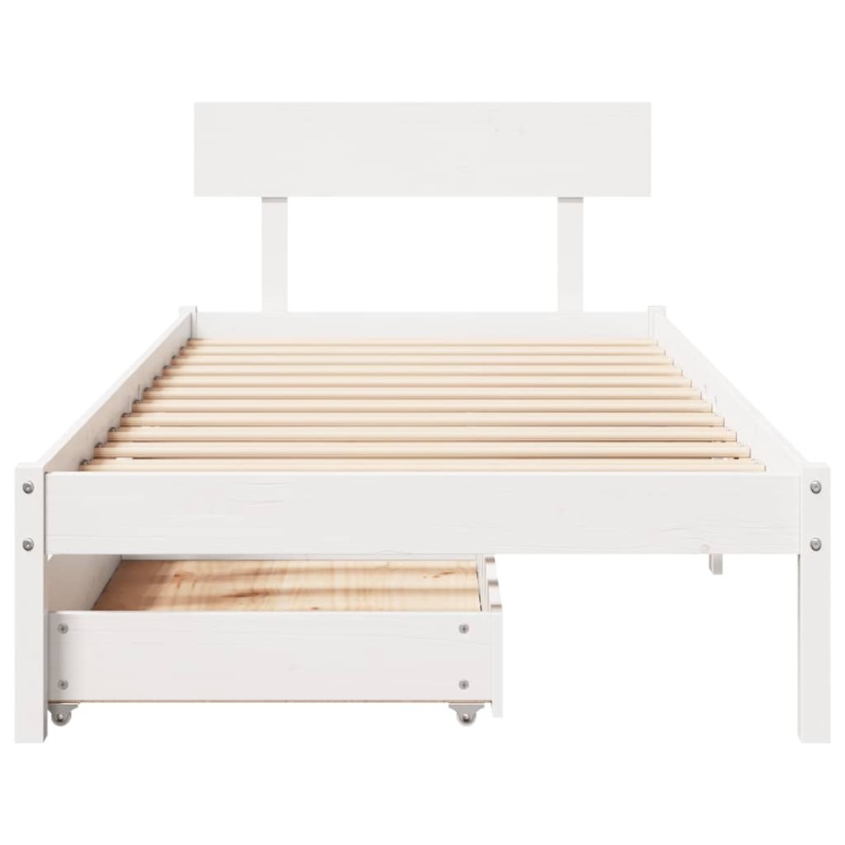 Estructura de cama sin colchón madera maciza blanca 90x190