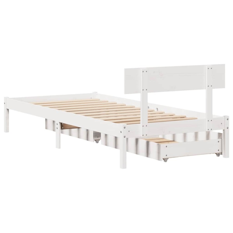 Estructura de cama sin colchón madera maciza blanca 90x190