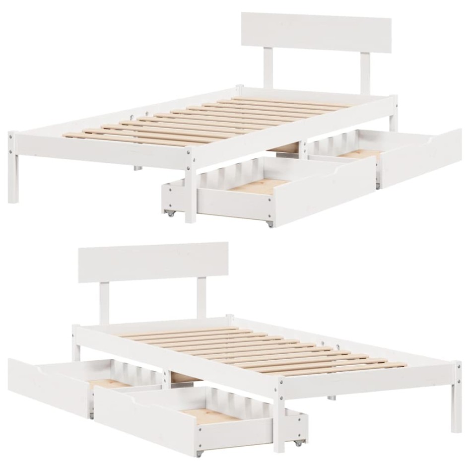 Estructura de cama sin colchón madera maciza blanca 90x190