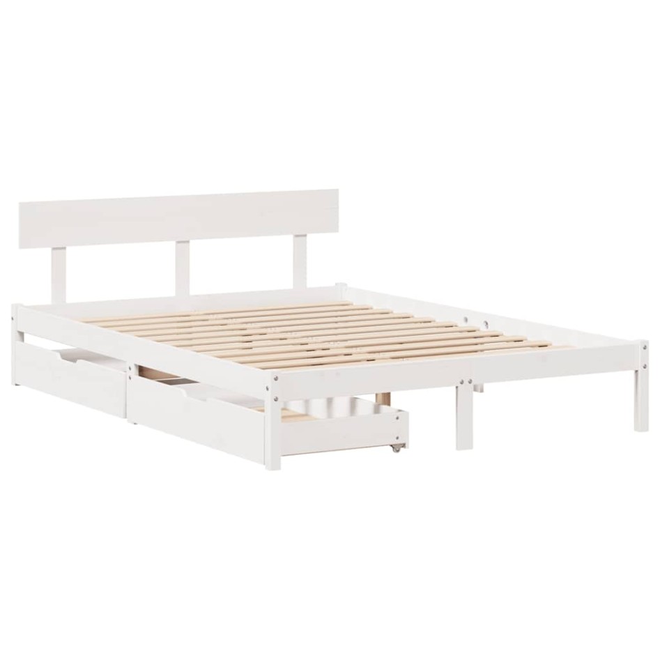 Estructura de cama sin colchón madera maciza blanca 120x190