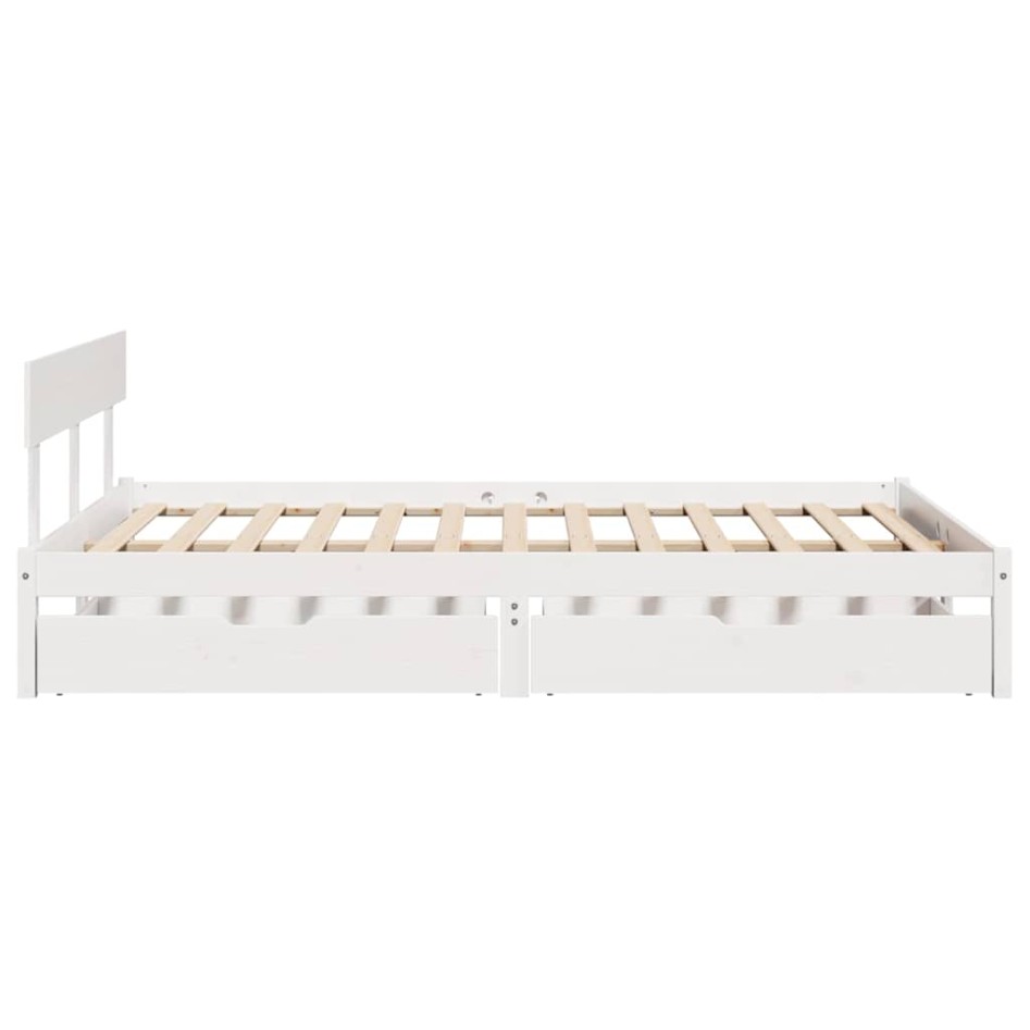 Estructura de cama sin colchón madera de pino blanca 150x200
