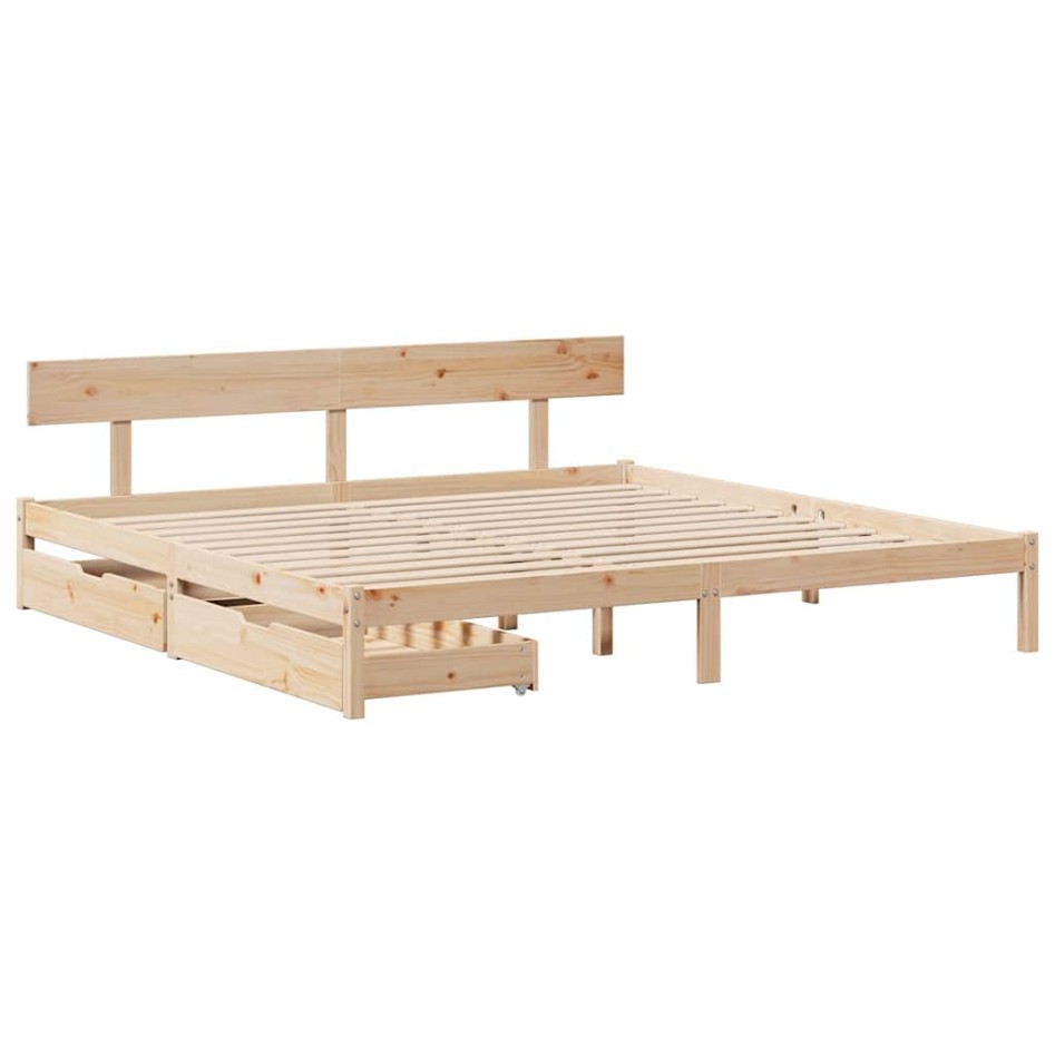 Estructura de cama sin colchón madera maciza de pino 200x200