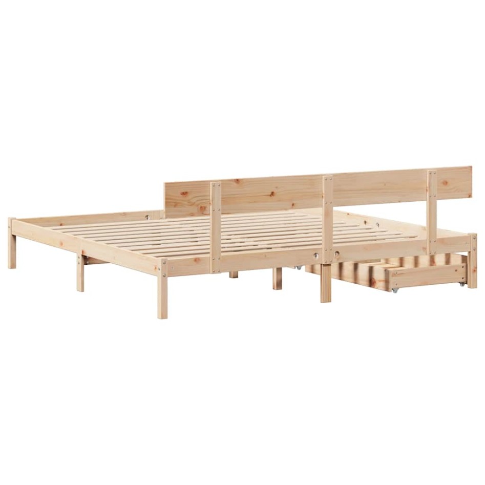 Estructura de cama sin colchón madera maciza de pino 200x200