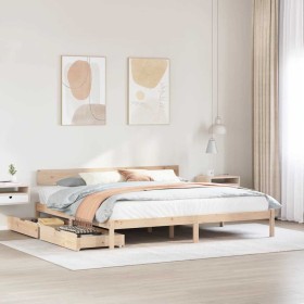 Estructura de cama sin colchón madera maciza de pino 180x200