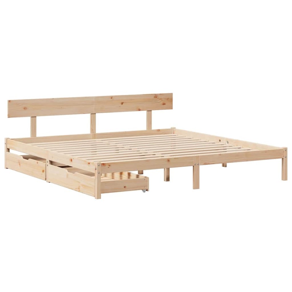 Estructura de cama sin colchón madera maciza de pino 180x200