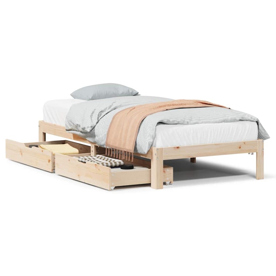 Estructura de cama con cajones madera maciza pino 90x190