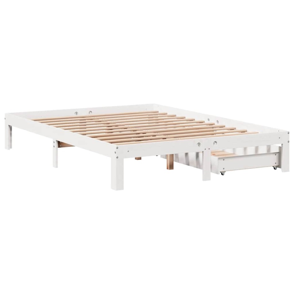 Estructura de cama con cojines madera de pino blanca 140x190