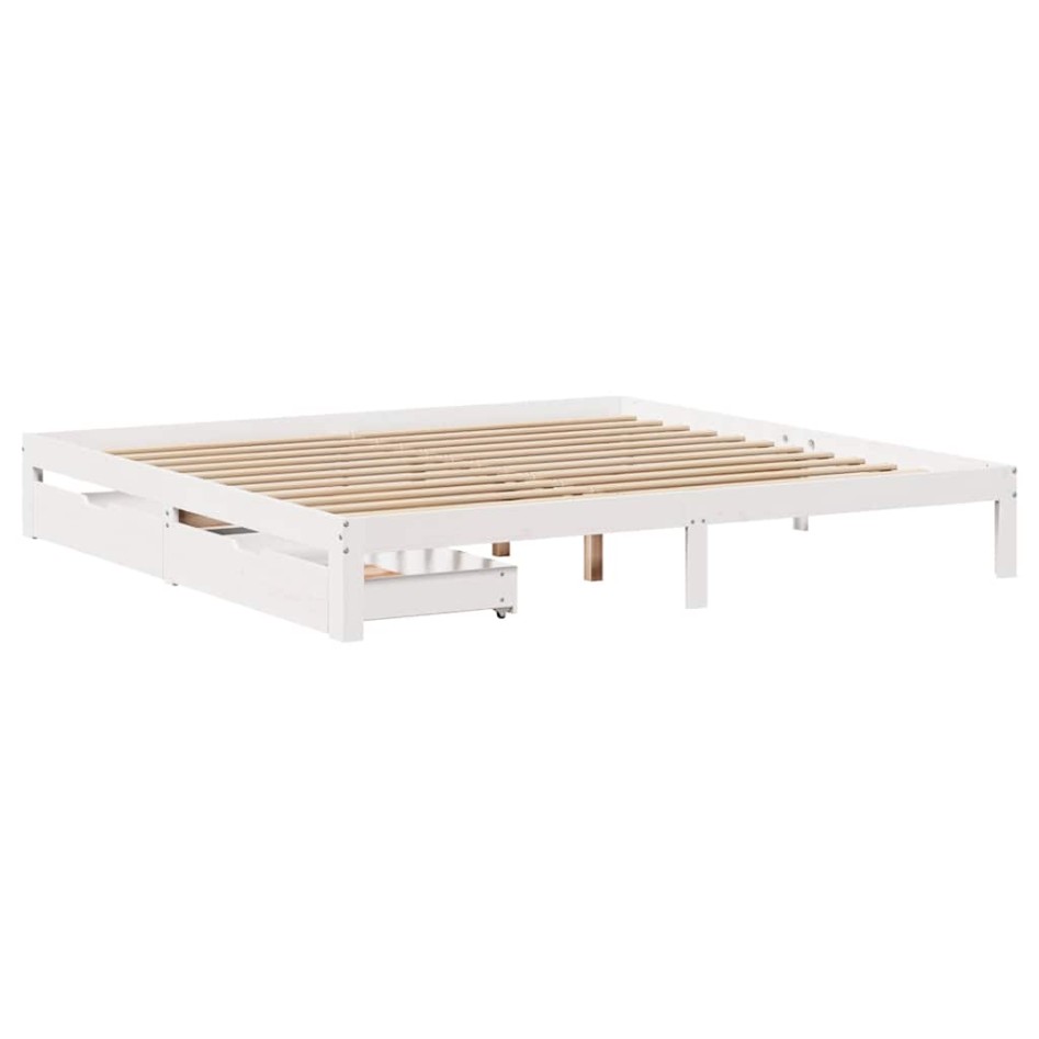 Estructura de cama cajones madera maciza pino blanco 180x200