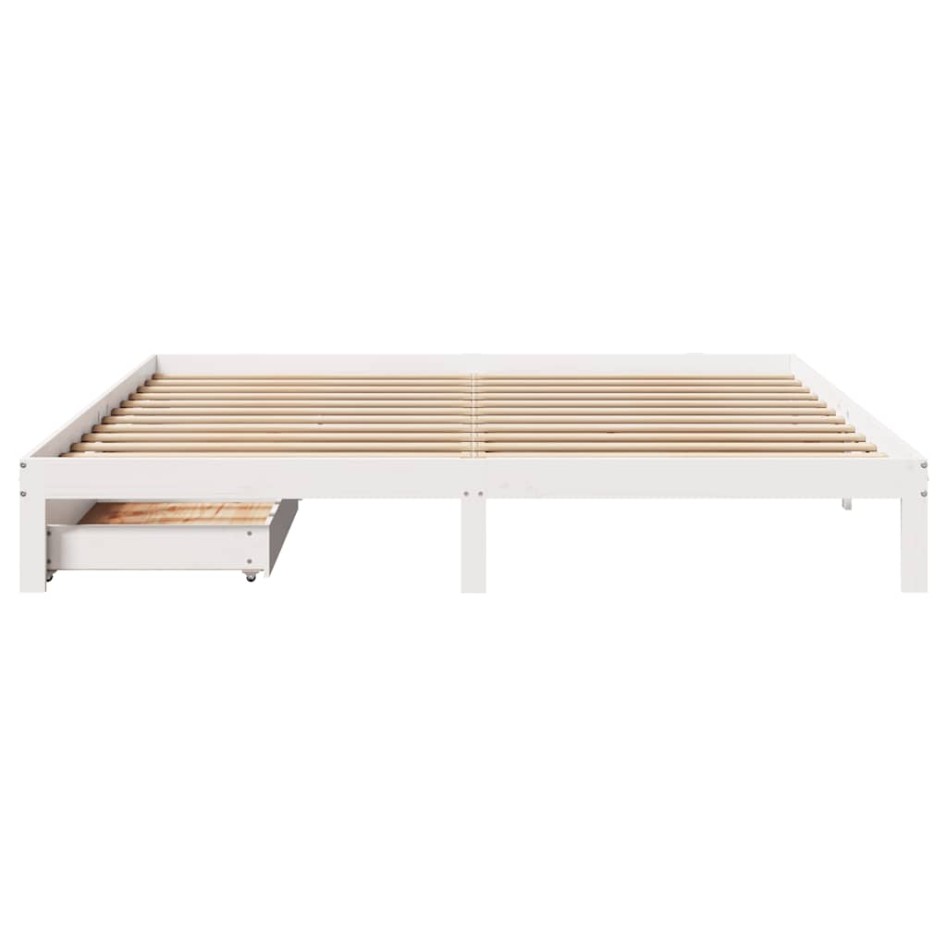 Estructura de cama cajones madera maciza pino blanco 180x200